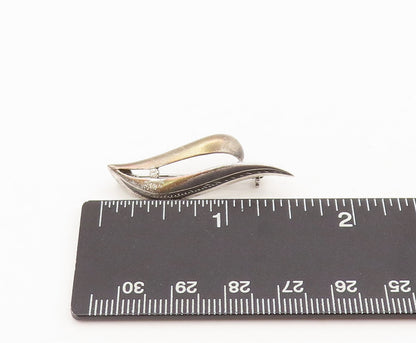 925 Sterling Silver Vintage Brooch Pin Swirly Slit Diamond Dolphin Face  BP10623