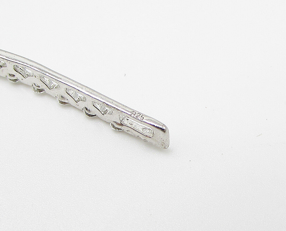 925 Sterling Silver  Long White Cubic Zirconia Slider Drop Pendant  PT2134