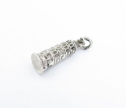 925 Sterling Silver  Vintage Petite Leaning Tower Of Pisa Drop Pendant  PT4972