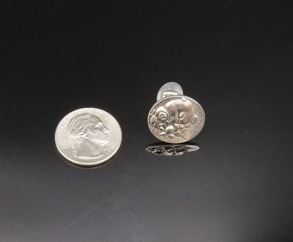 DESIGNER 925 Sterling Silver Vintage Pig Hugging Treasure Cuff Links TR3407