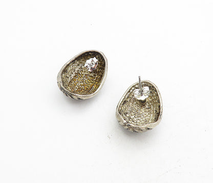 925 Sterling Silver  Vintage Diamond Cut Dark Tone Curve Drop Earrings  EG4269