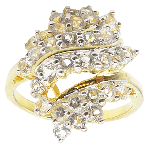 925 Sterling Silver  Topaz Gold Plated Shiny Swirl Cocktail Ring Sz 8  RG14251