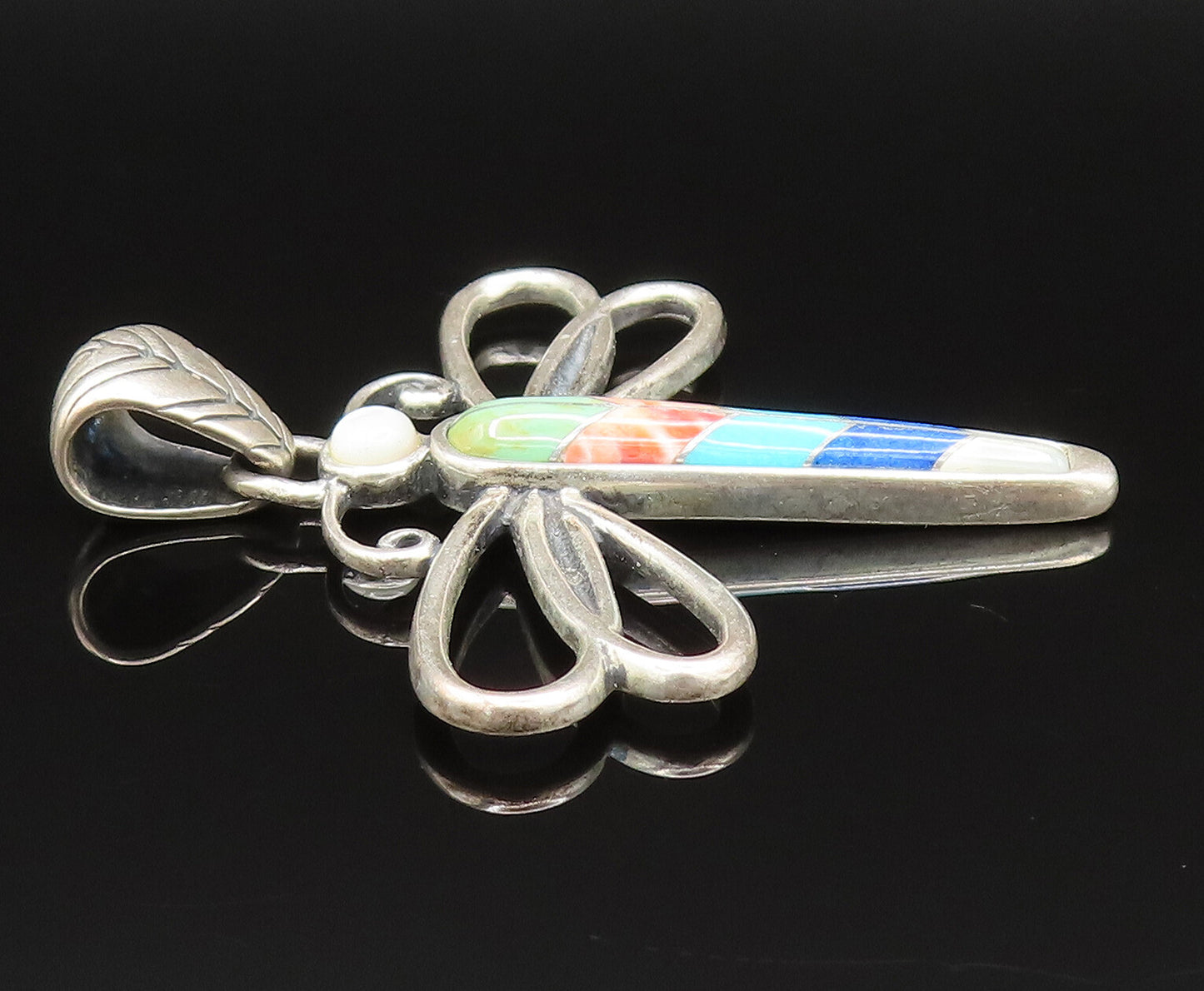 CAROLYN POLLACK 925 Sterling Silver Vintage Gemstone Butterfly Pendant PT21040