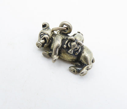 925 Sterling Silver  Vintage Petite Mom & Baby Pigs Motif Pendant  PT4920