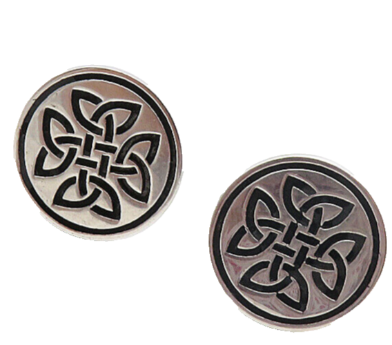 925 Sterling Silver  Vintage Shiny Celtic Knot Pattern Cuff Links  TR1535