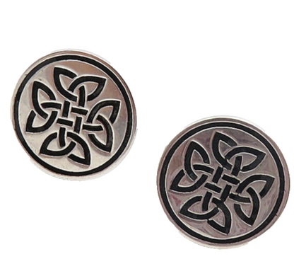 925 Sterling Silver  Vintage Shiny Celtic Knot Pattern Cuff Links  TR1535