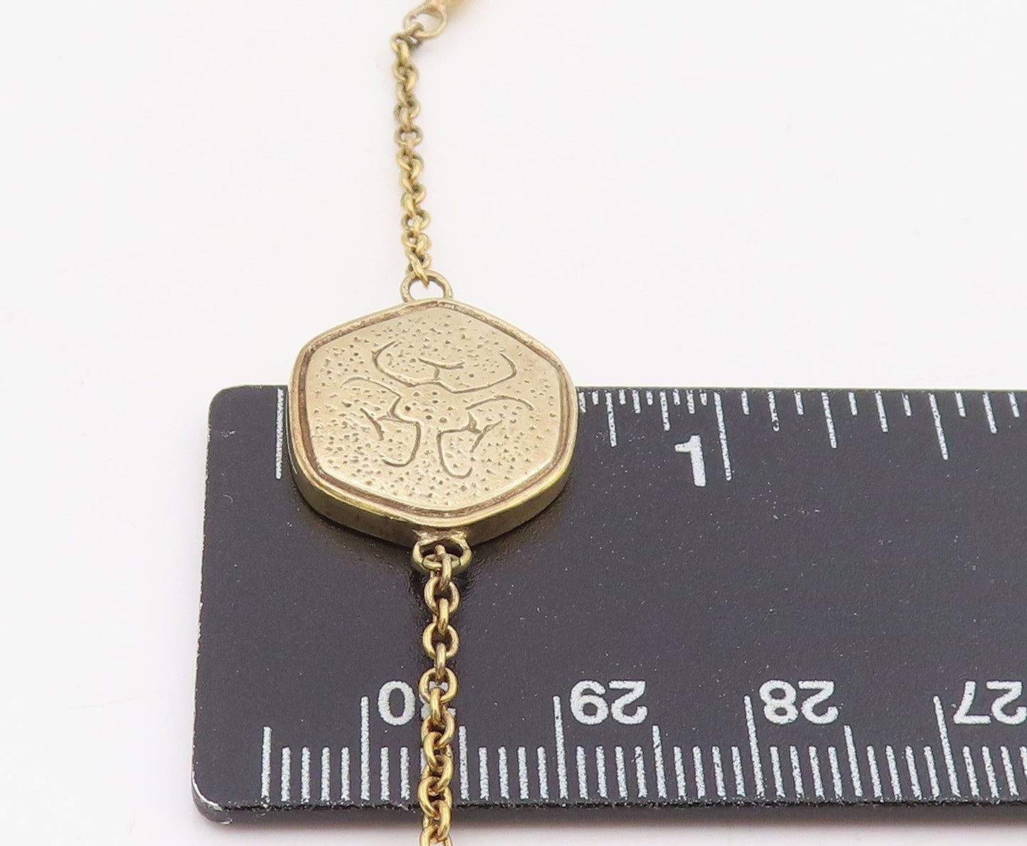 925 Sterling Silver Vintage Necklace Gold Plated Disc Medallion Chain  NE4693