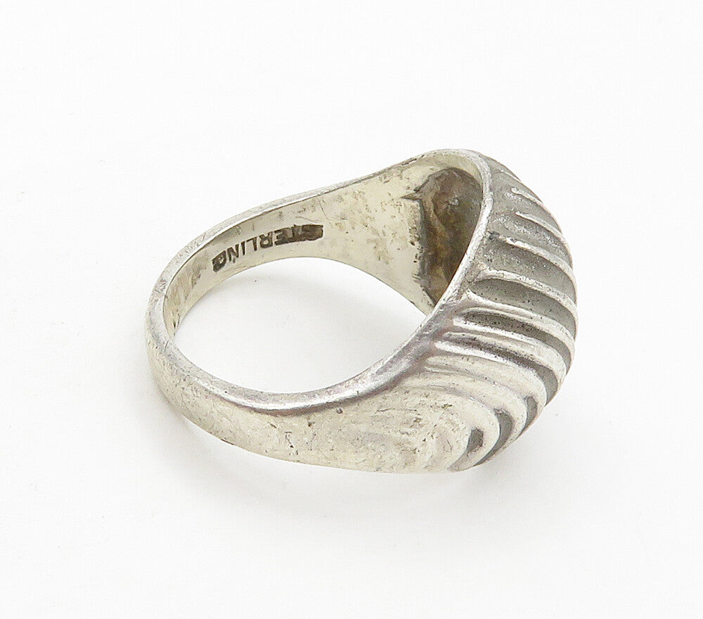 925 Sterling Silver  Vintage Shiny Fluted Dome Band Ring Sz 6.5  RG15800