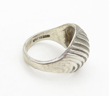 925 Sterling Silver  Vintage Shiny Fluted Dome Band Ring Sz 6.5  RG15800