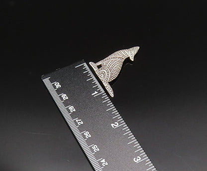925 Sterling Silver  Vintage Dotted Howling Wolf Dog Brooch Pin  BP9694