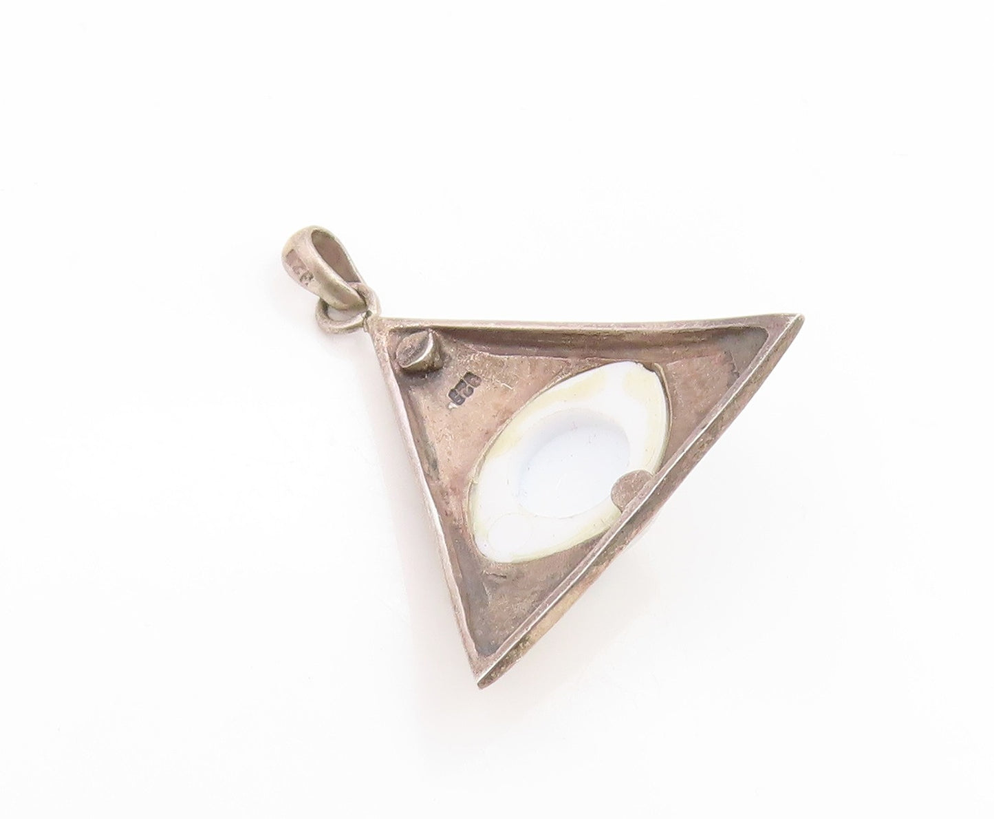 925 Sterling Silver Vintage Pendant Evil Eye Geometric Triangle Charm  PT26134