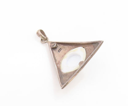 925 Sterling Silver Vintage Pendant Evil Eye Geometric Triangle Charm  PT26134