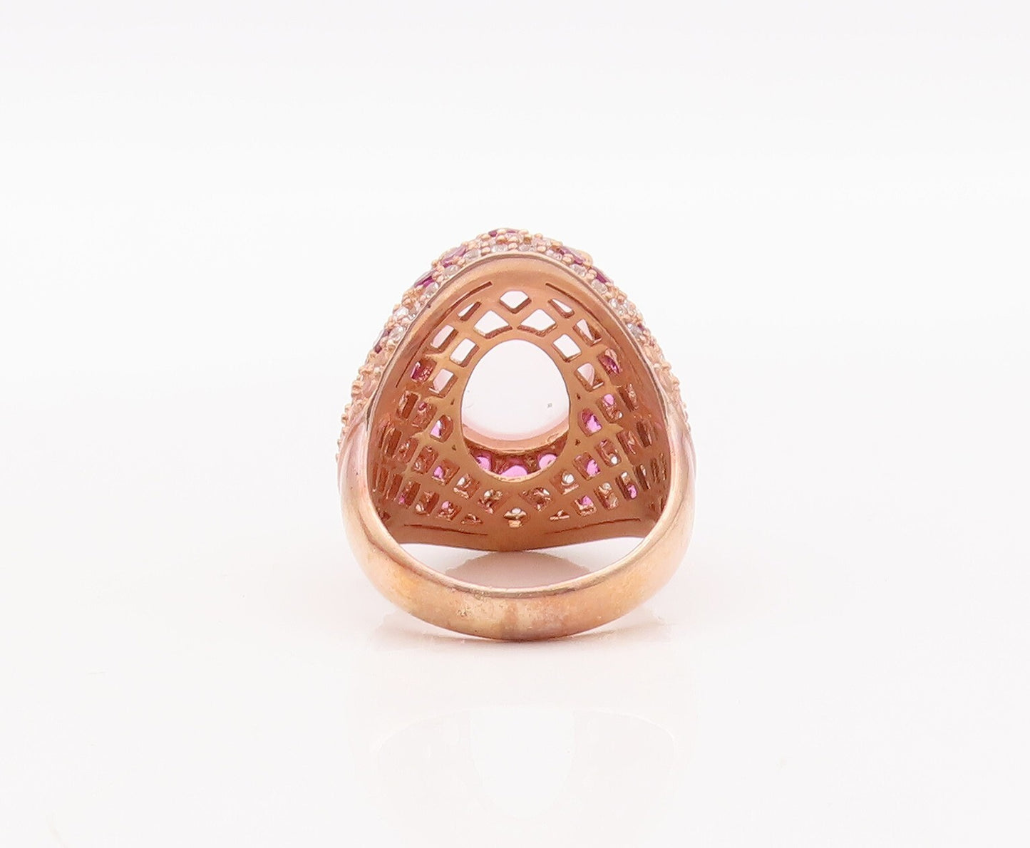 925 Sterling Silver Vintage Ring Rose Gold Plated Oval Gemstone  Sz 7  RG29323
