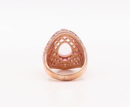 925 Sterling Silver Vintage Ring Rose Gold Plated Oval Gemstone  Sz 7  RG29323