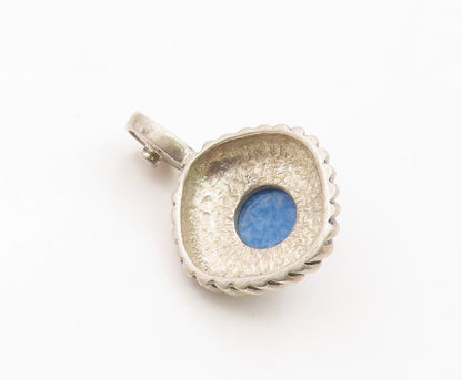 ESPO SIG 925 Silver  Vintage Blue Aventurine Ribbed Dome Pendant  PT21473