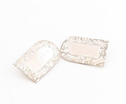 925 Sterling Silver Vintage Sweater Clips Floral Etched 10 Commandments TR4042