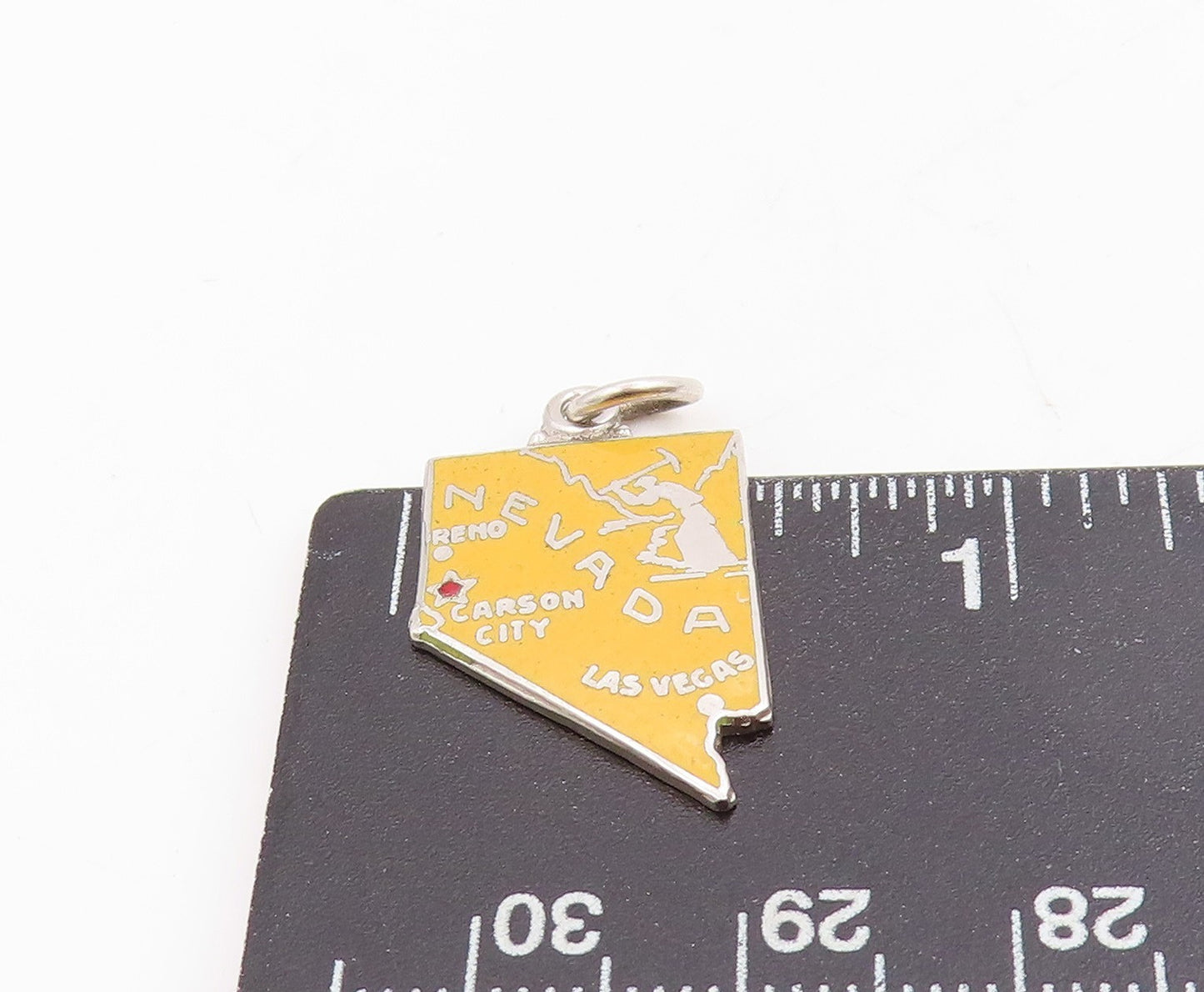 925 Sterling Silver Vintage Pendant Enameled Nevada State Map Charm  PT25388