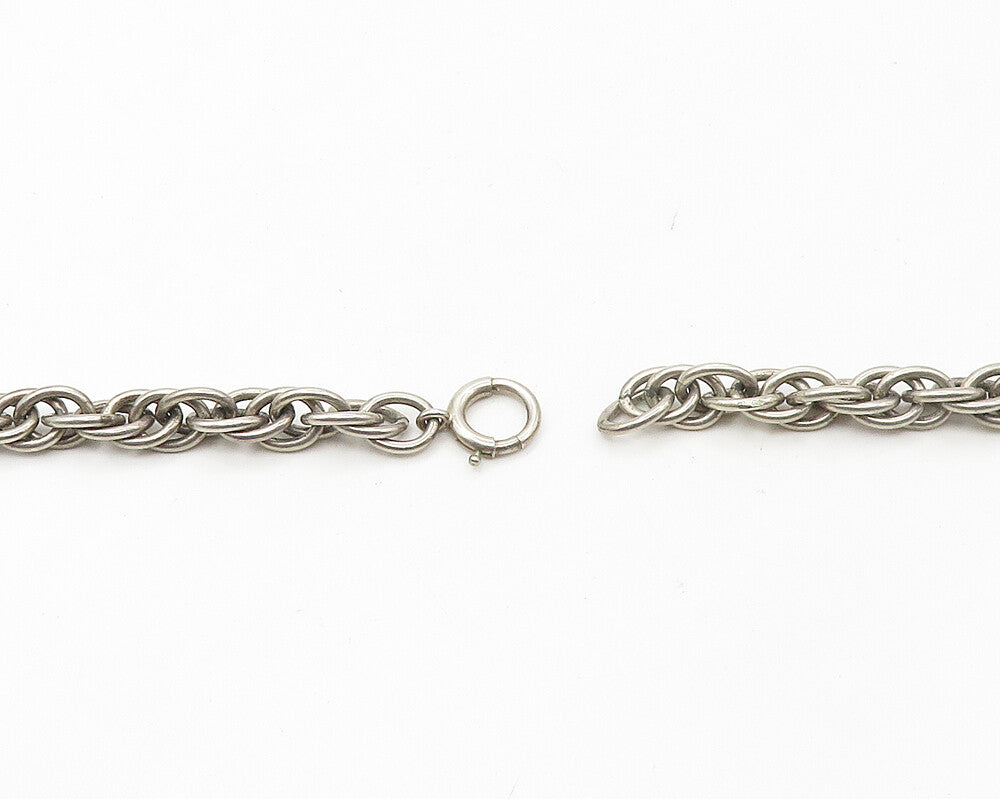 925 Sterling Silver  Vintage Smooth Oval Cluster Link Chain Necklace  NE2904