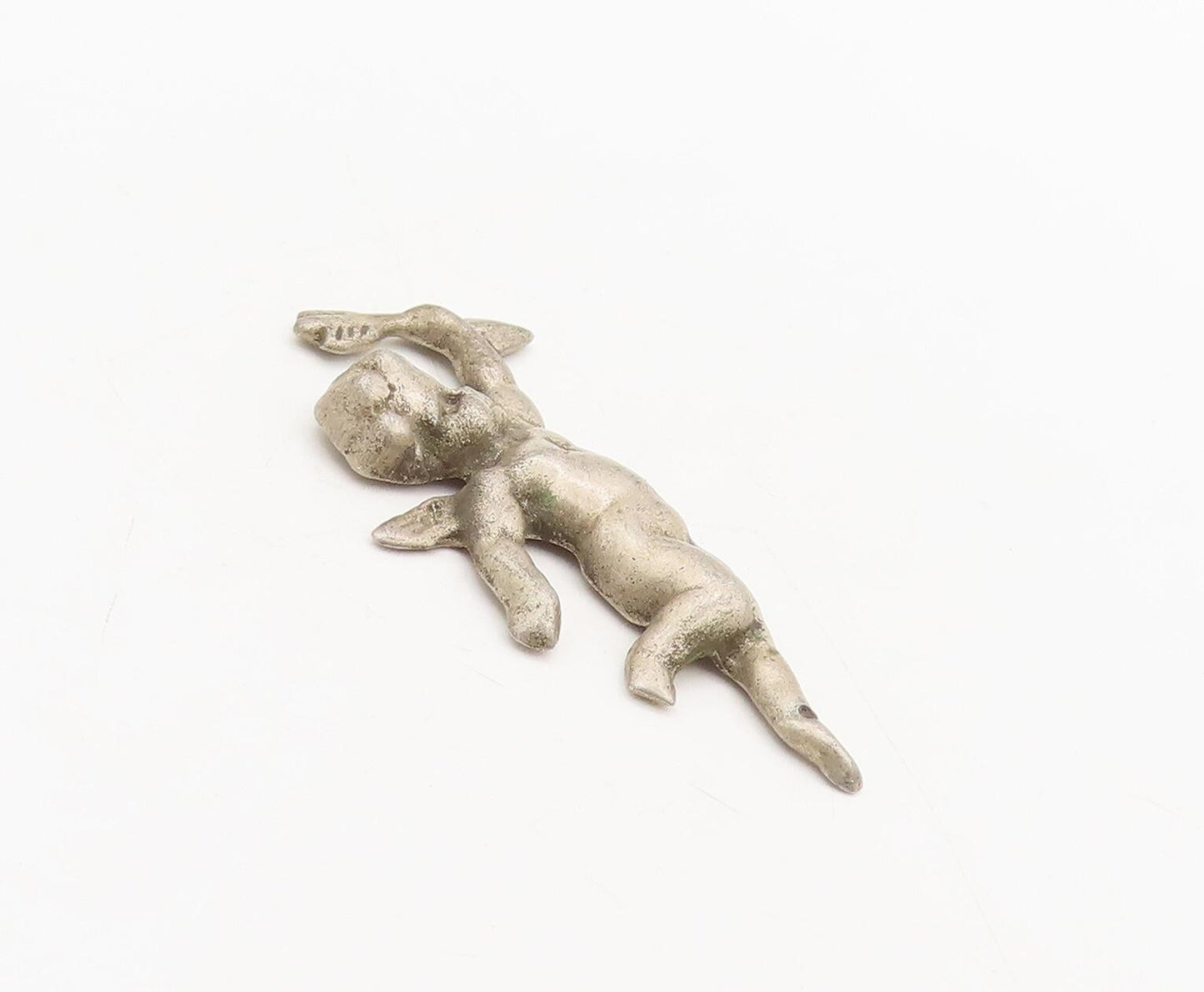 925 Sterling Silver  Vintage Solid Carved Flying Angels With Arrow   TR3650
