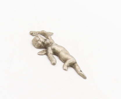 925 Sterling Silver  Vintage Solid Carved Flying Angels With Arrow   TR3650