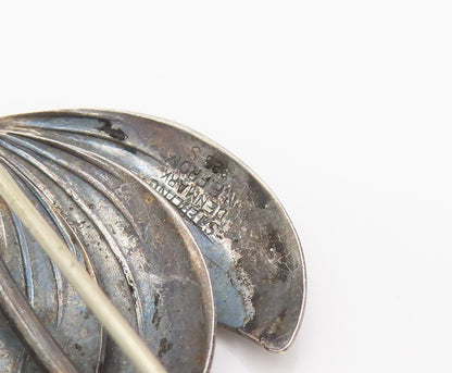 NE FROM DENMARK 925 Silver  Vintage Minimalist Leaf Stem Brooch Pin  BP10184