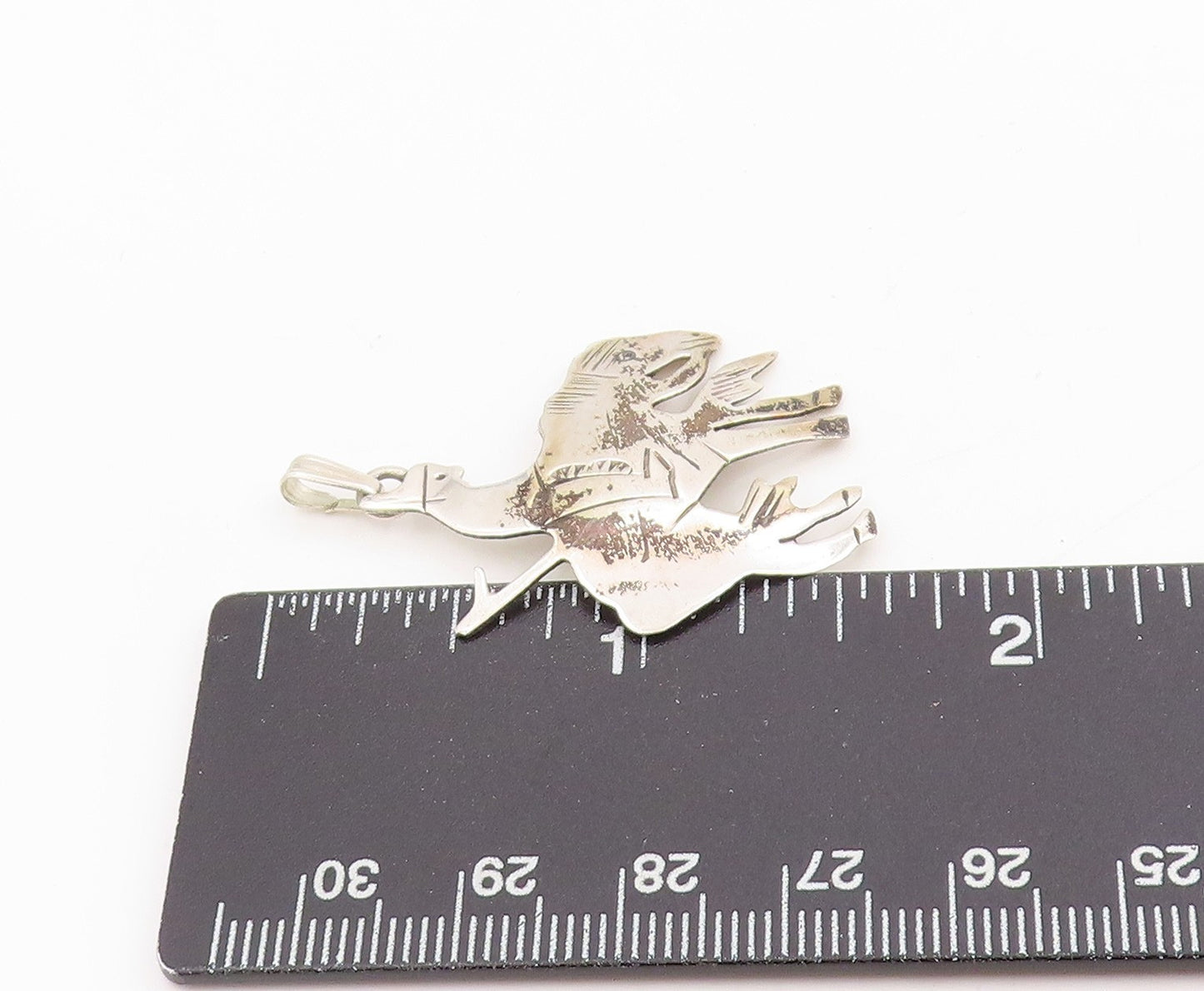 925 Sterling Silver Vintage Pendant Etched Sagittarius Zodiac Charm  PT25336