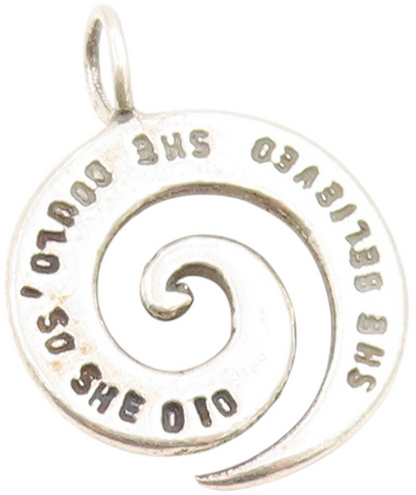 925 Sterling Silver Vintage Pendant She Believed So She Did Spiral Charm PT25380