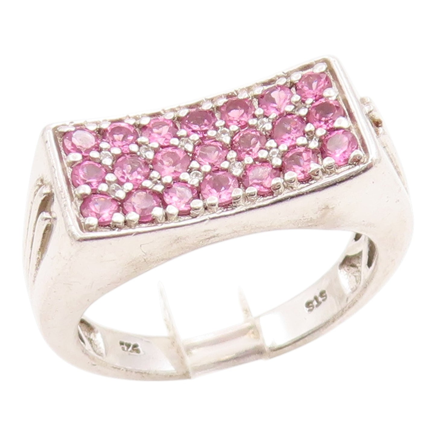 925 Sterling Silver Vintage Ring Elegant Amethyst Cluster Band  Sz 13  RG35754