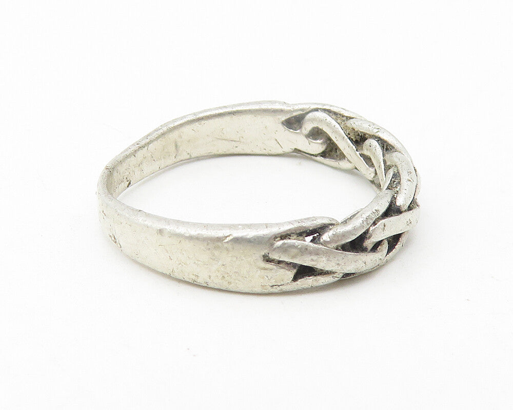 925 Sterling Silver  Vintage Braided Weaved Design Band Ring Sz 6  RG11133