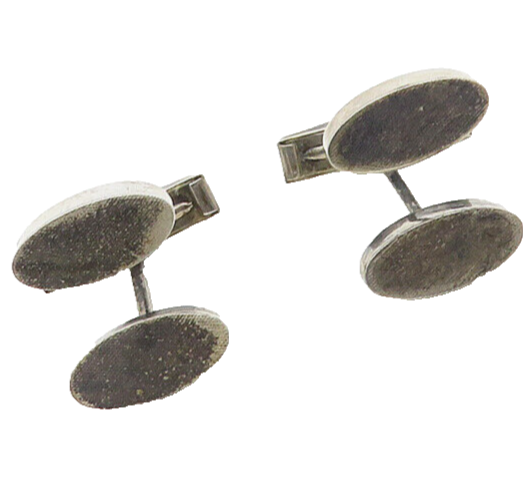 925 Sterling Silver  Vintage Dark Tone Etched Modernist Cufflinks  TR2433