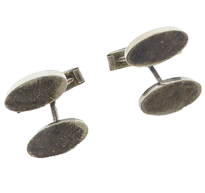 925 Sterling Silver  Vintage Dark Tone Etched Modernist Cufflinks  TR2433