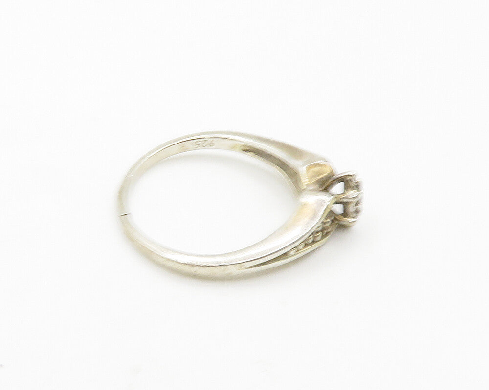 925 Sterling Silver  Vintage Genuine Diamonds Shiny Band Ring Sz 9  RG19804