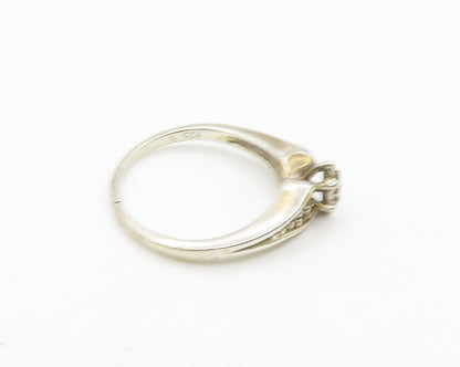 925 Sterling Silver  Vintage Genuine Diamonds Shiny Band Ring Sz 9  RG19804
