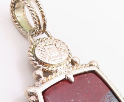 925 Sterling Silver Vintage Pendant WHITNEY KELLY Jasper & Garnet Charm  PT25675