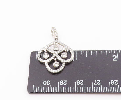 925 Sterling Silver  Vintage Open Swirl White Topaz Drop Pendant  PT20435