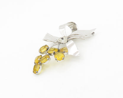 925 Sterling Silver  Vintage Citrine & Topaz Flower Bunch Brooch Pin  BP7483