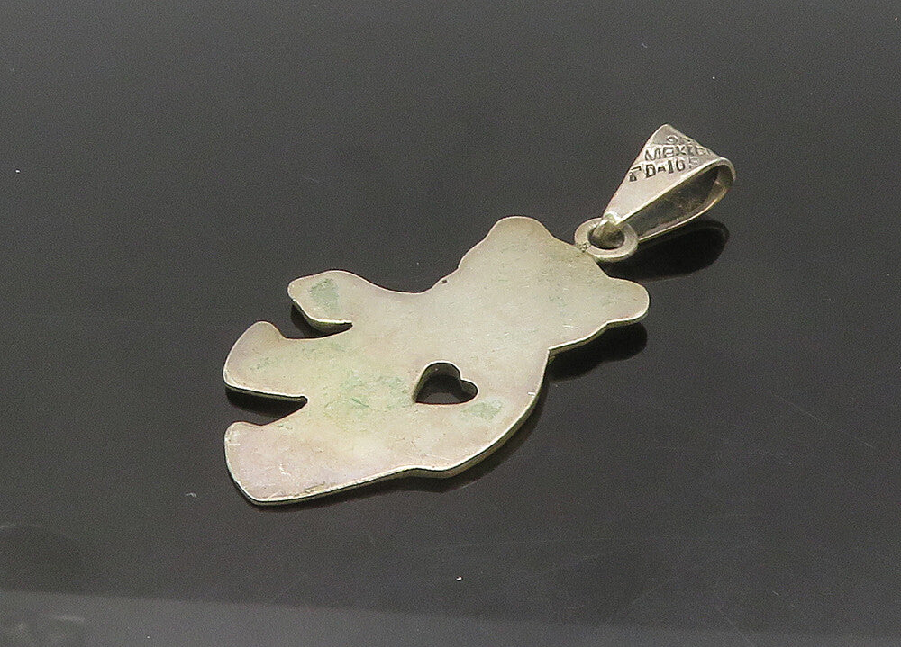 MEXICO 925 Sterling Silver  Vintage Two Tone Love Teddy Bear Pendant  PT16963