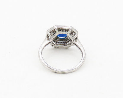 IAN GIBSON 925 Silver  Blue & White Topaz Octagon Band Ring Sz 7  RG18250