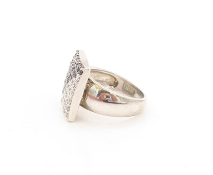 925 Sterling Silver Vintage Ring Round Cut Topaz And Spinel Inlay  Sz 6  RG31014