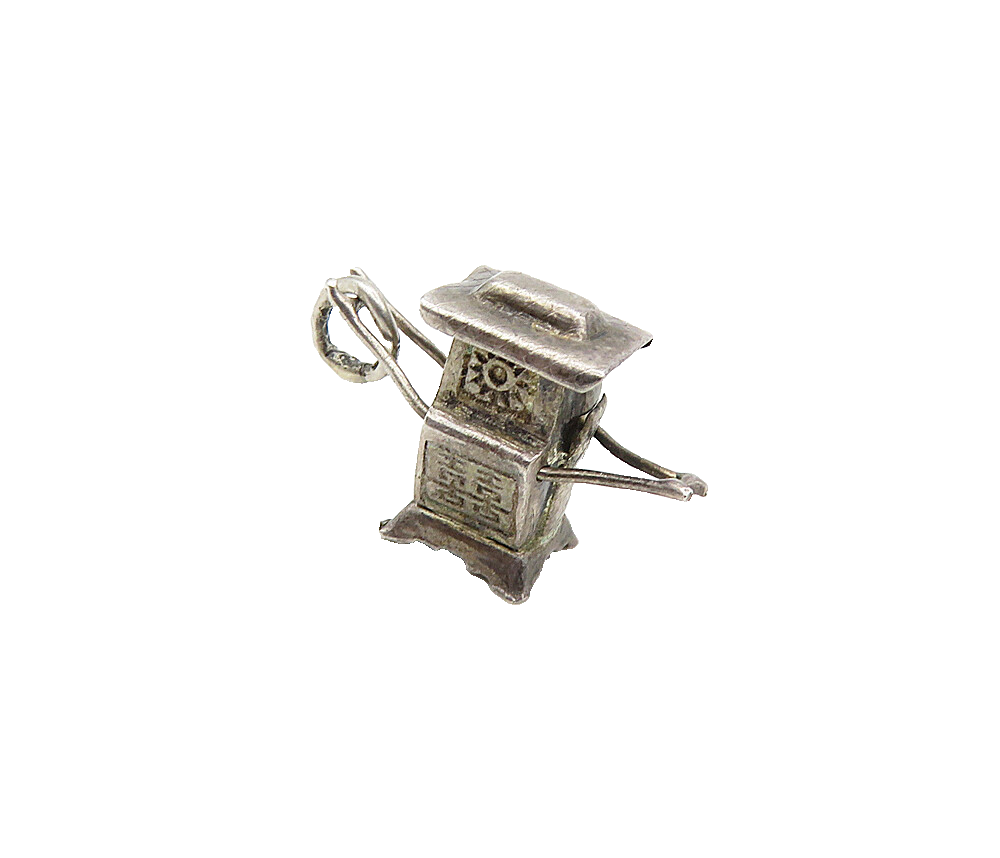 925 Sterling Silver  Vintage Petite Dark Tone Etched Detail Pendant  PT6801