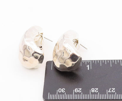 925 Sterling Silver Vintage Earrings ISRAEL BAT AMI Hammered Half Moon   EG13677
