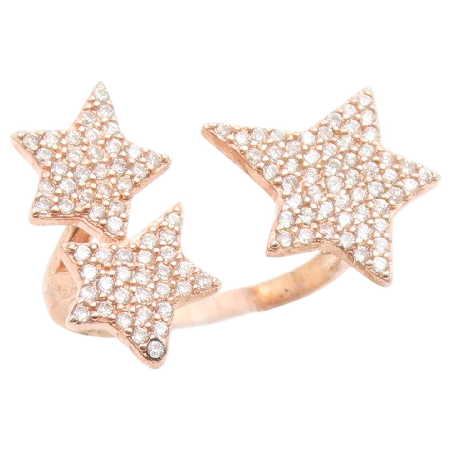 925 Sterling Silver Vintage Ring Gold Plated CZ Celestial Stars  Sz 9  RG36540