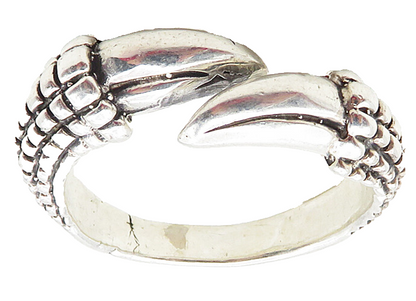 925 Sterling Silver  Vintage Shiny Bird Claw Large Bypass Ring Sz 14  RG9420