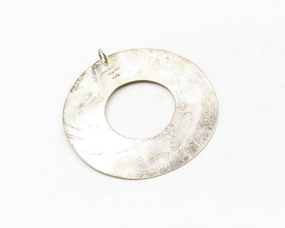 MEXICO 925 Sterling Silver  Vintage XO Etched Open Circle Pendant  PT10168