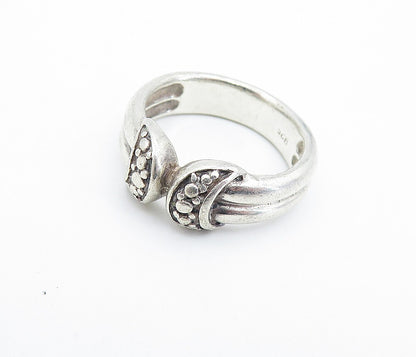 925 Sterling Silver Vintage Etched Detail Ribbed Band Ring Sz 6  RG6260