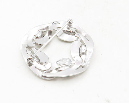 VAN DELL 925 Sterling Silver  Marquise Cut Red Topaz Swirl Brooch Pin  BP3634
