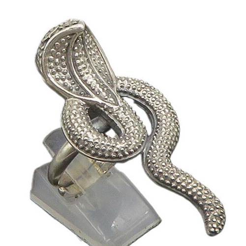 925 Sterling Silver   Vintage Shiny Cobra Snake Band Ring Sz 8.5  RG23405