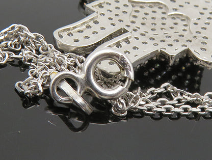 925 Sterling Silver  Vintage Dainty Lady Topaz Bear Necklace  NE3832