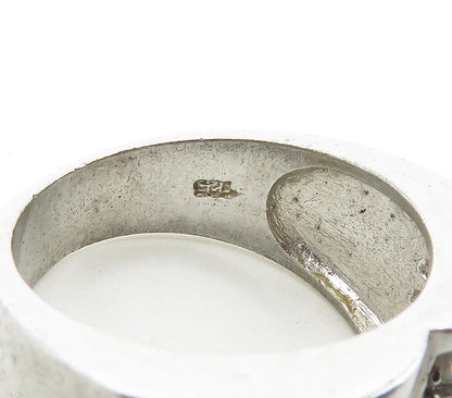 925 Sterling Silver  Shiny White Topaz Heart Shaped Band Ring Sz 7  RG16966