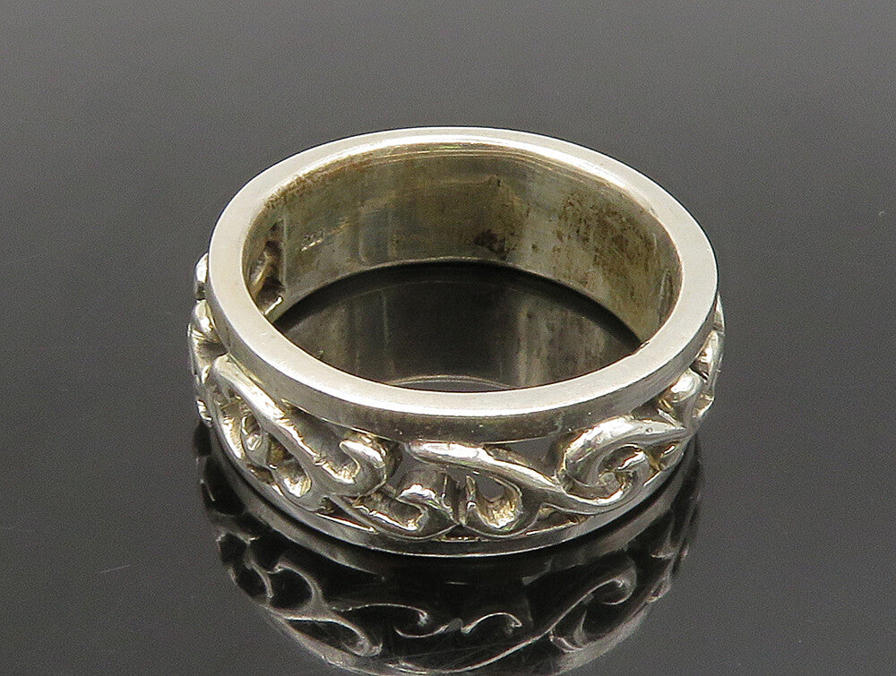 925 Sterling Silver  Vintage Swirl Vine Cut Out Band Ring Sz 10.5  RG24375